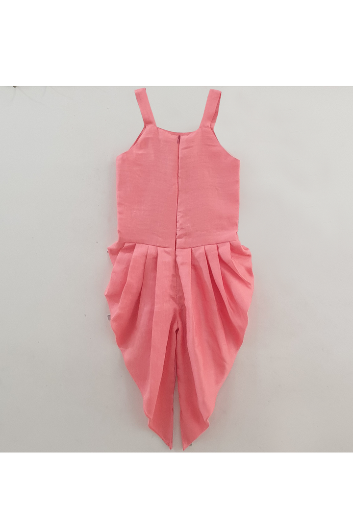 Peach tassel work dhoti style jumpsuit