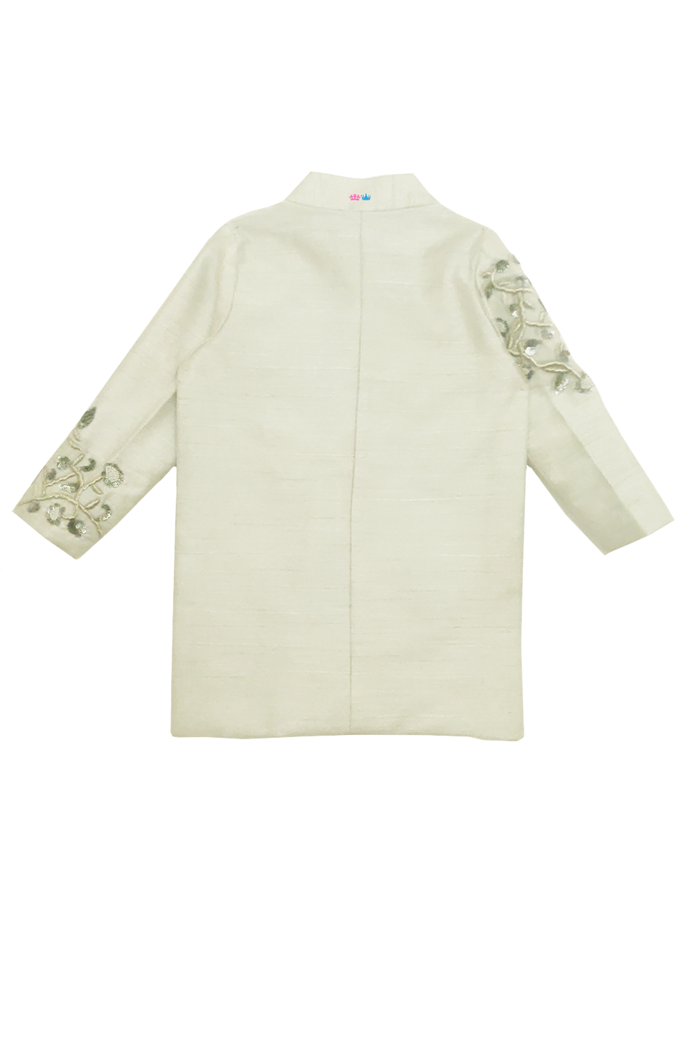 Silver silk jacket and dhoti pant