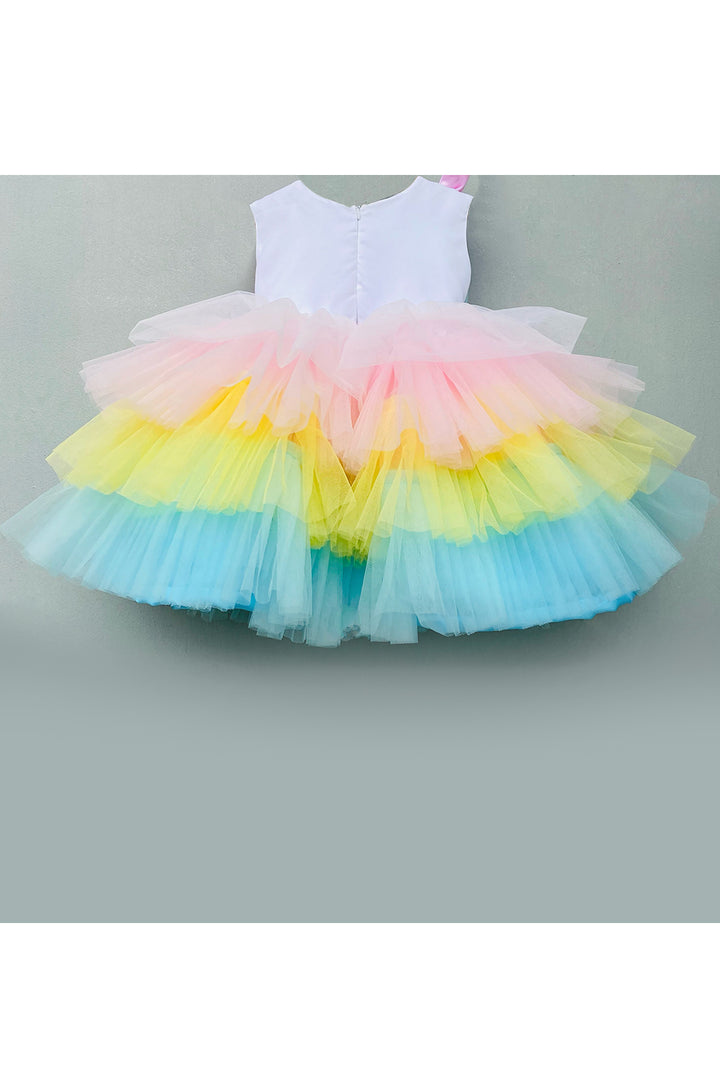 Multi color net frills dress