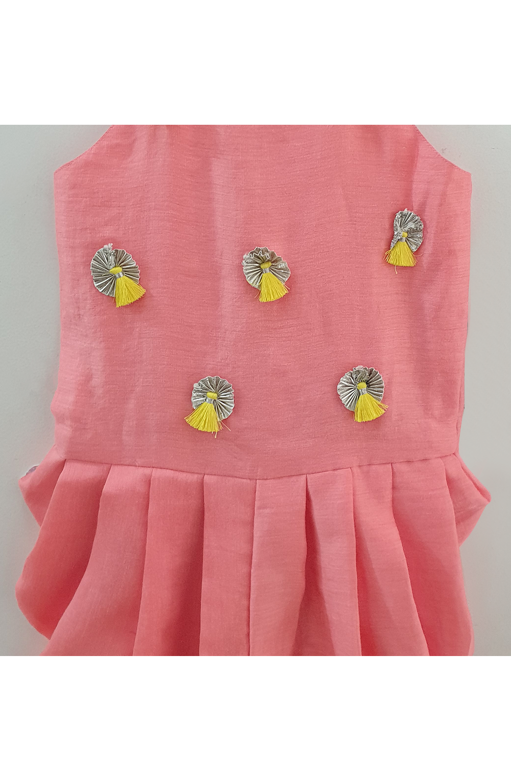 Peach tassel work dhoti style jumpsuit