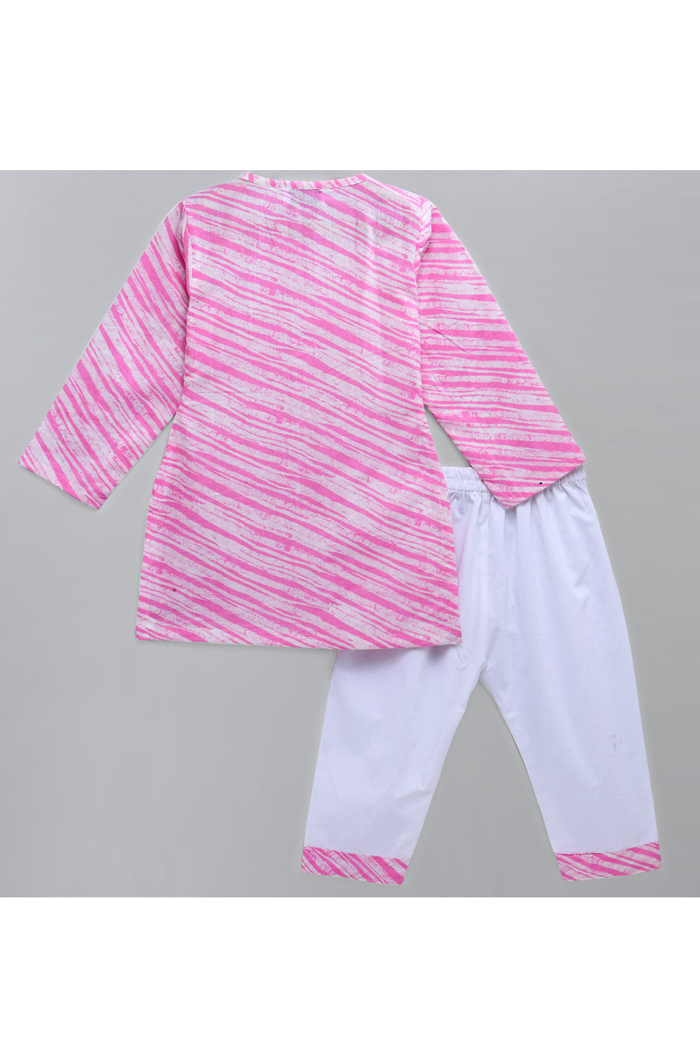 Pink Printed Kurta With White Pyjama Set