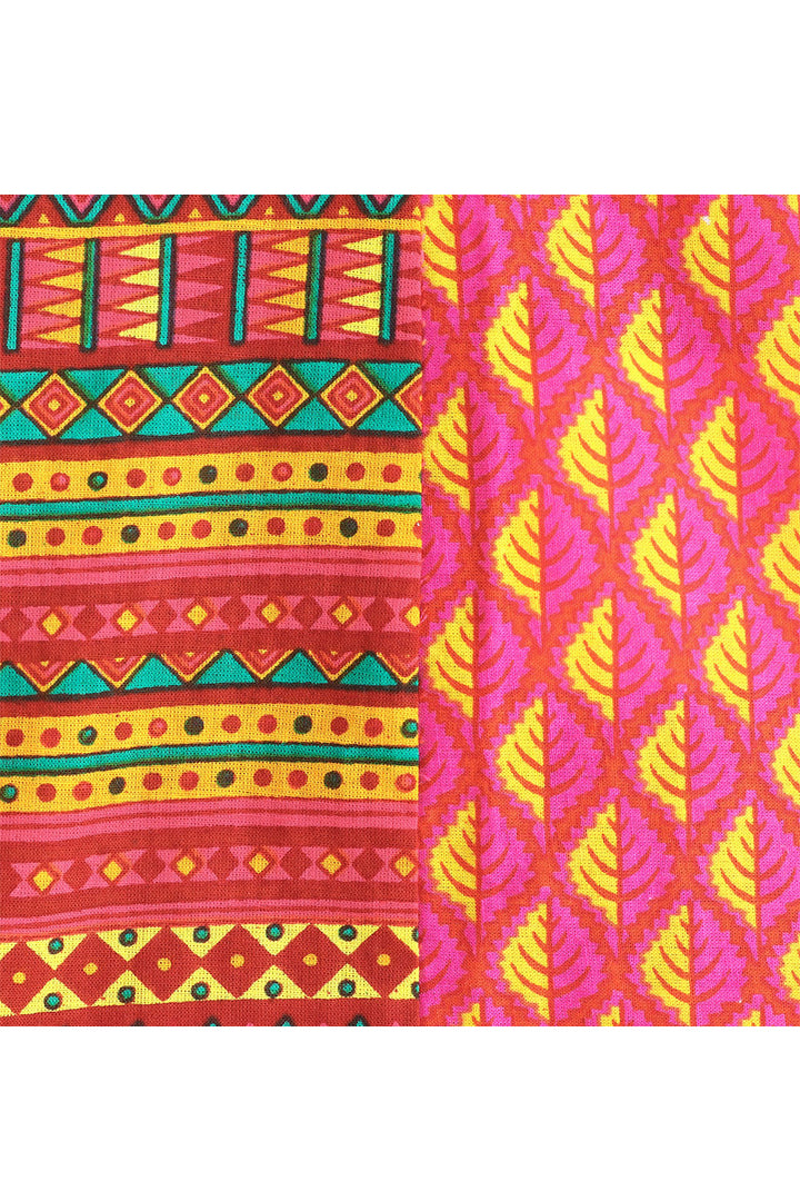 Brown printed top with green dhoti set