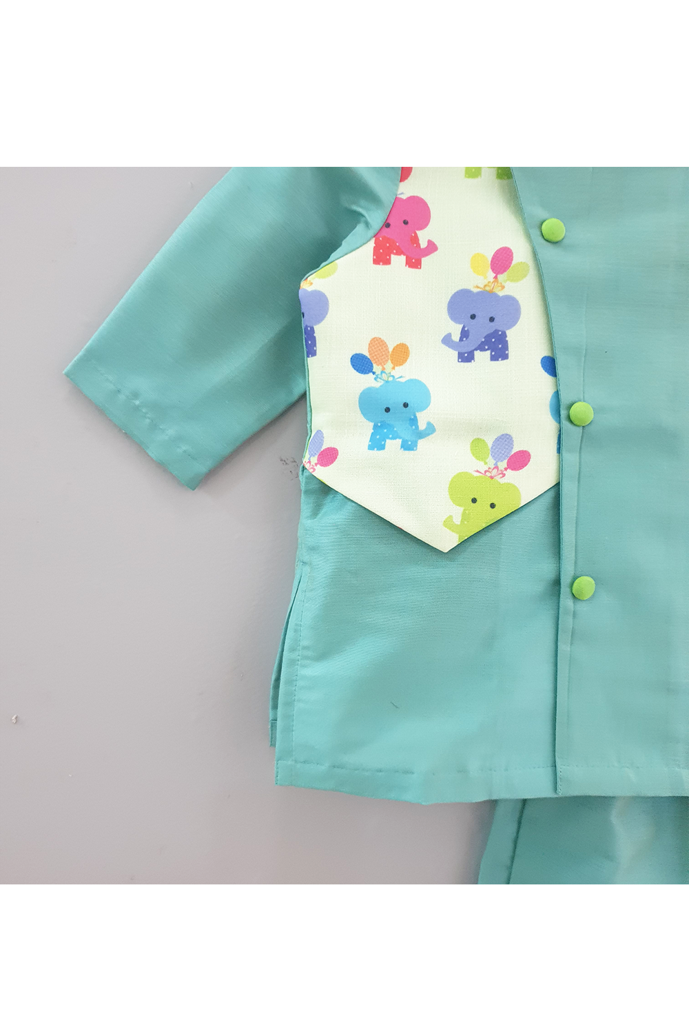 Sea green elephant printed kurta pyjama set