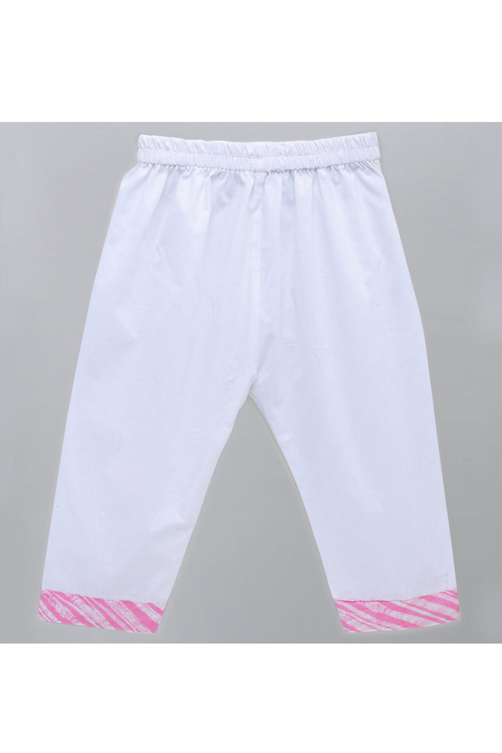 Pink Printed Kurta With White Pyjama Set