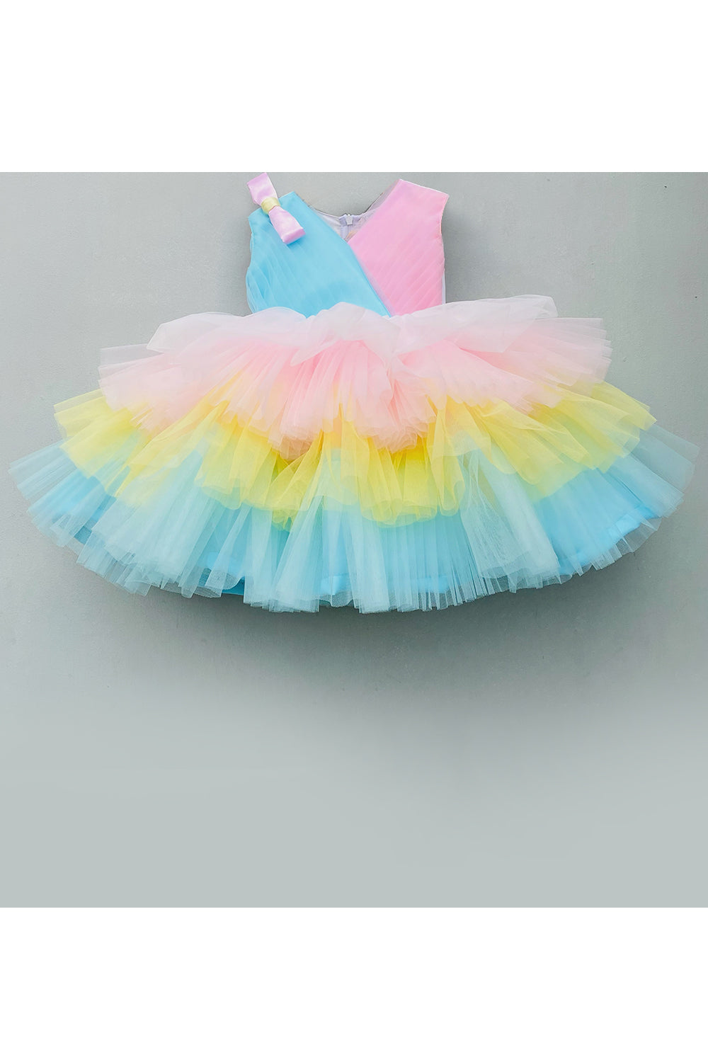 Multi color net frills dress