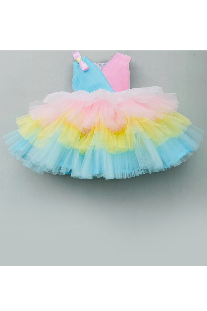 Multi color net frills dress