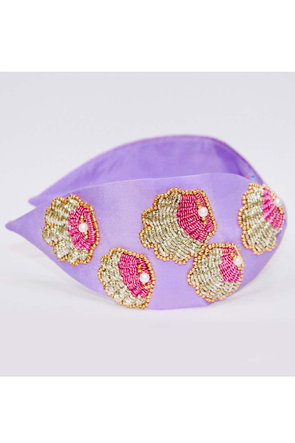 Purple sequins shell embroidery hairband