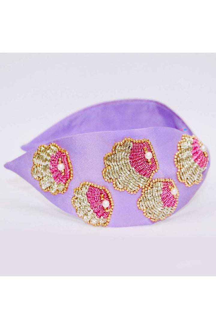 Purple sequins shell embroidery hairband