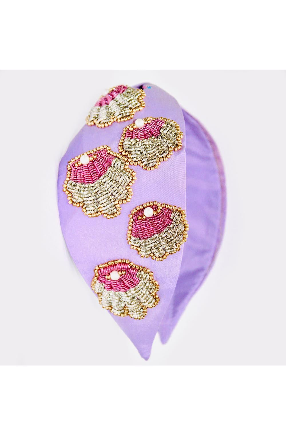 Purple sequins shell embroidery hairband
