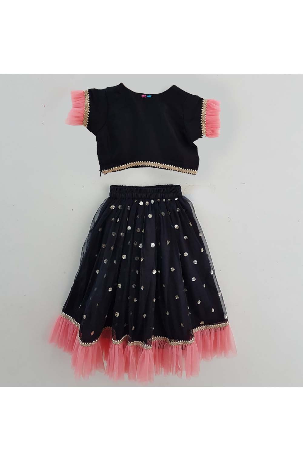 Black and peach lehenga choli with dupatta