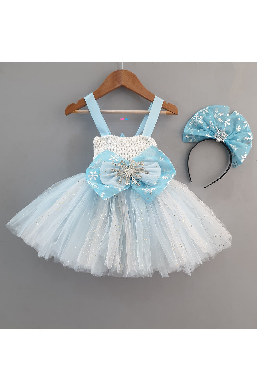 White Aqua Blue Sleeveless Frozen Tutu Gown