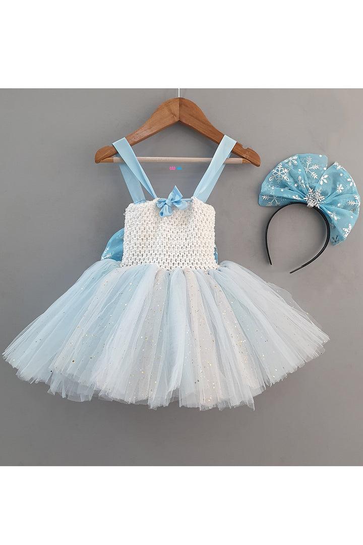 White Aqua Blue Sleeveless Frozen Tutu Gown