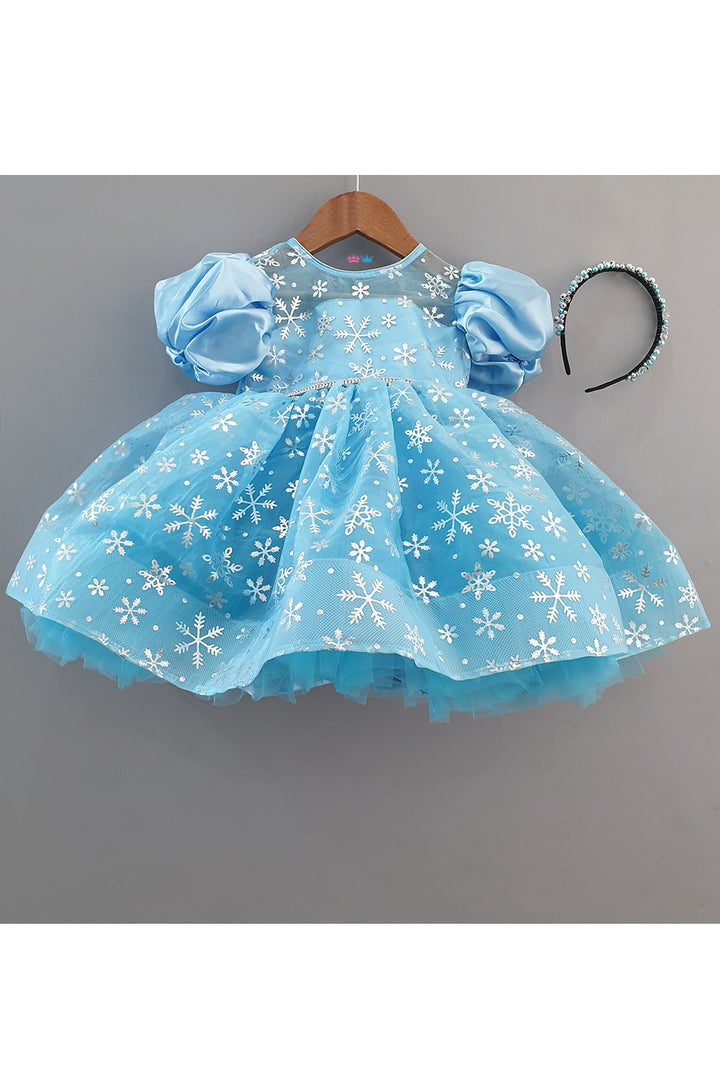 Aqua Blue Embroidered Organza Gown