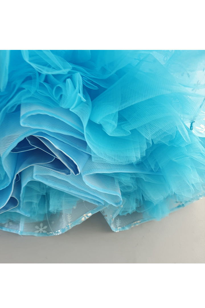 Aqua Blue Embroidered Organza Dress