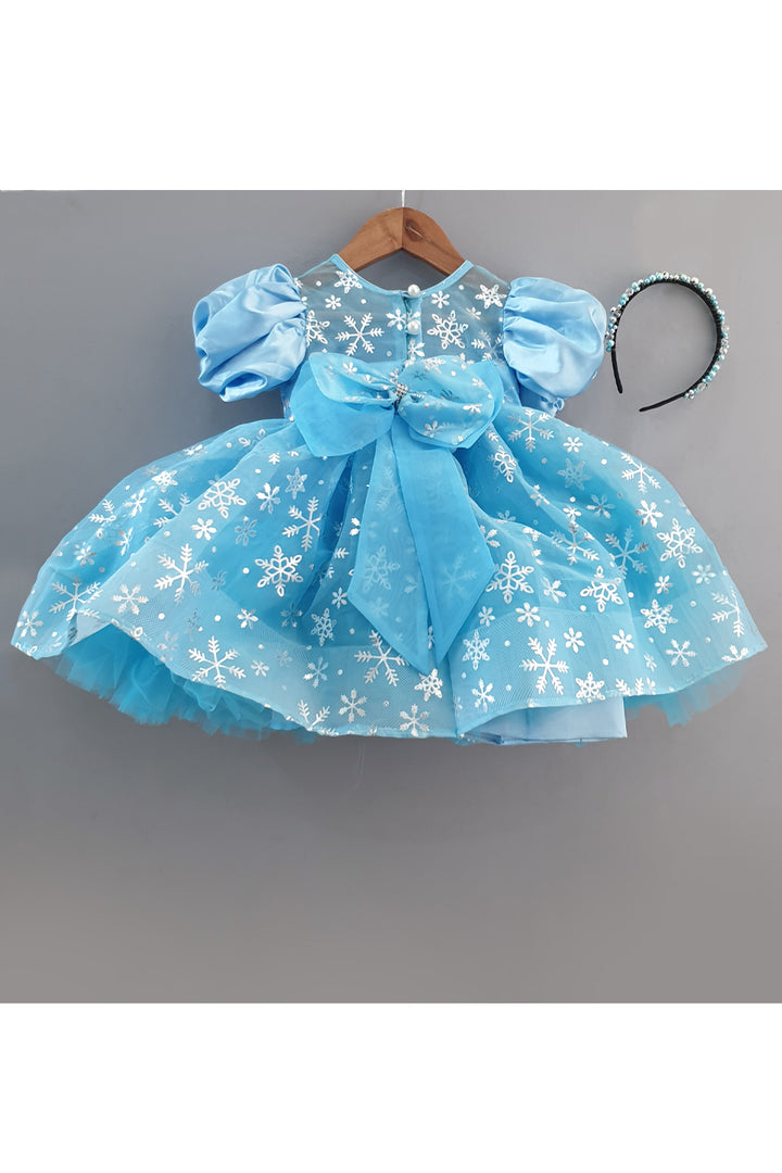 Aqua Blue Embroidered Organza Dress