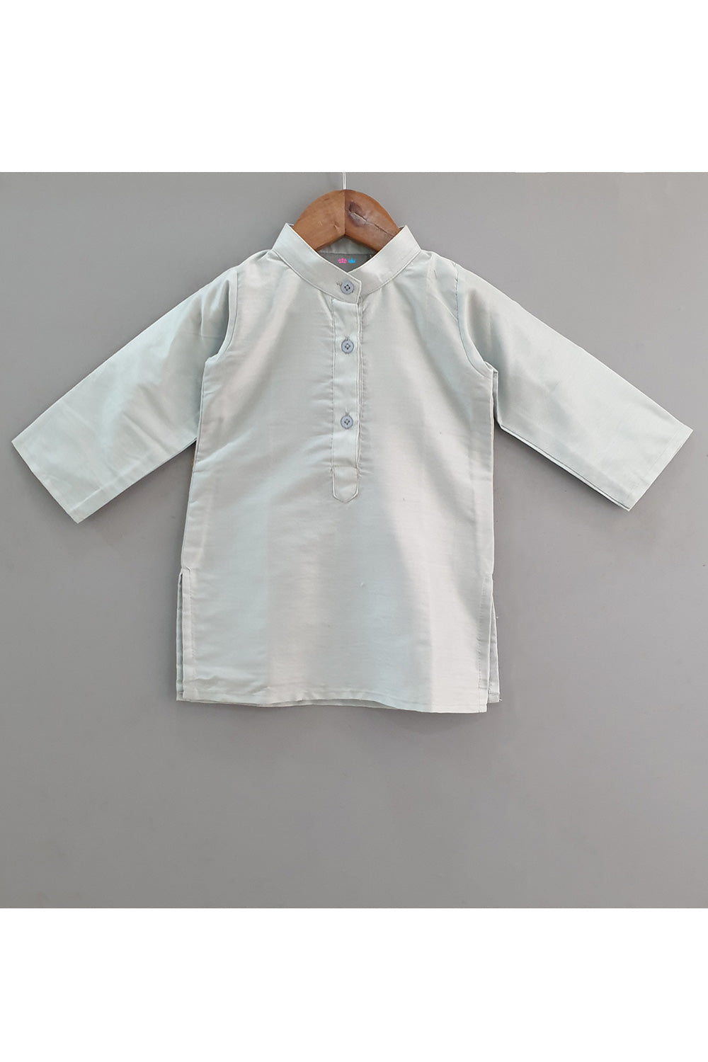Ice Blue Cotton Silk Kurta With Sequins Embroidered Jacket