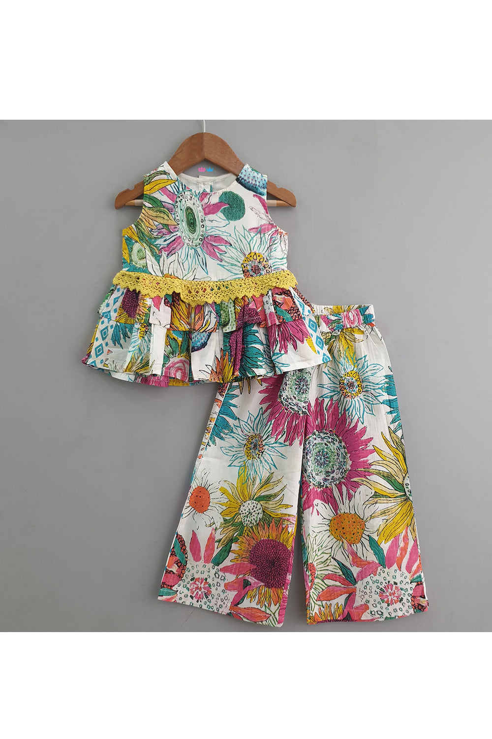 Multicolor Floral Printed Peplum Top With Pant Set