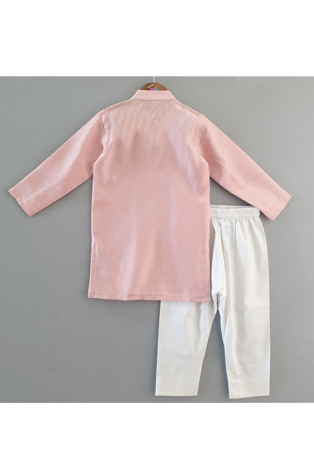 Pink Mirror Embroidered Kurta With Pyjama Set