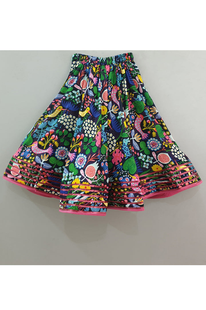 Lace Detailing Cotton Silk Top With Attached Dupatta And Printed Lehenga Set