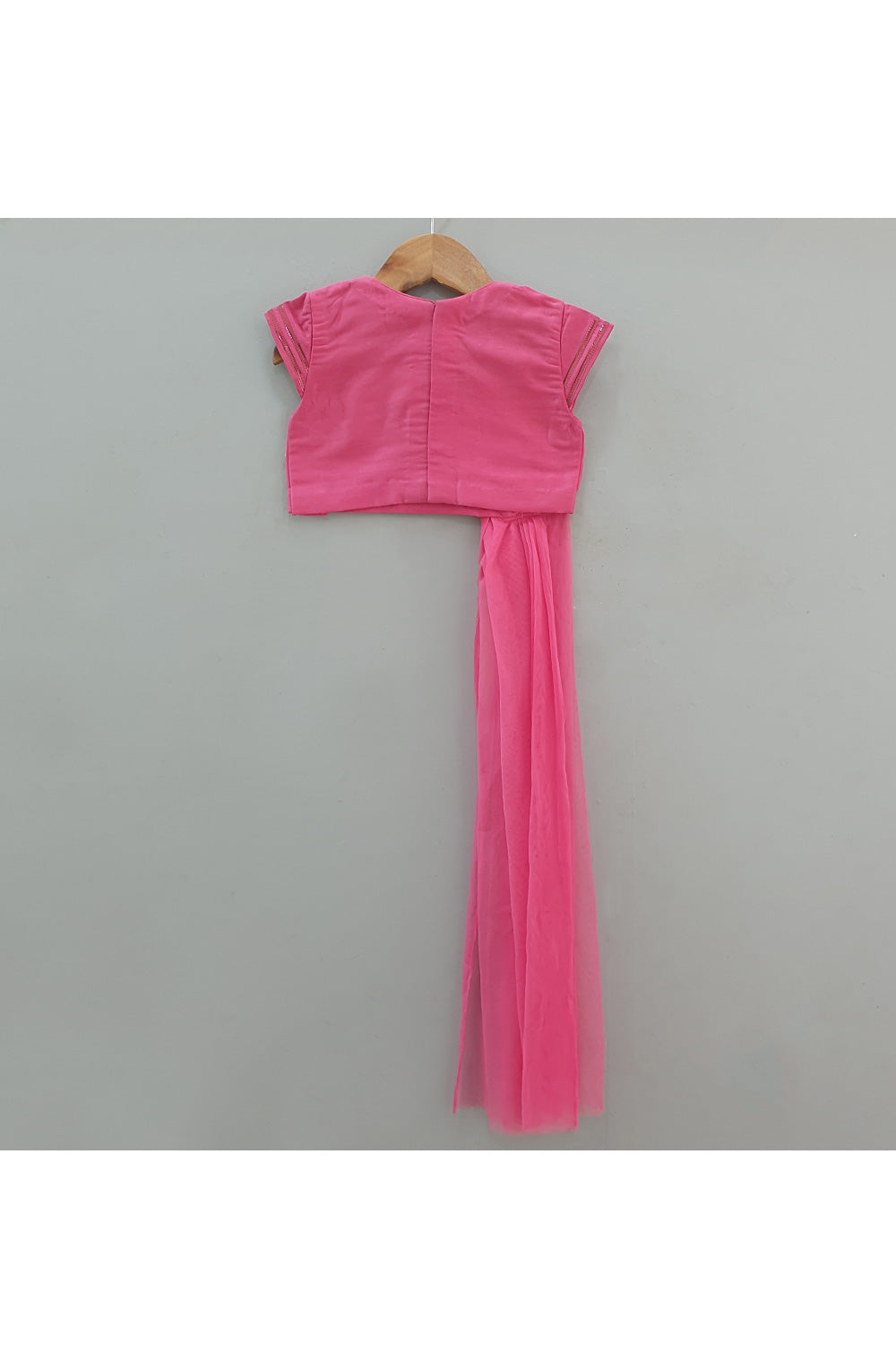 Lace Detailing Cotton Silk Top With Attached Dupatta And Printed Lehenga Set
