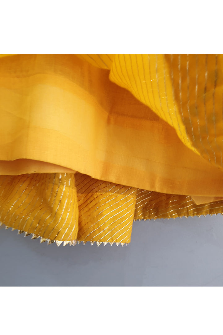 Mustard Yellow One Shoulder Ruffle Top With Lehenga Set