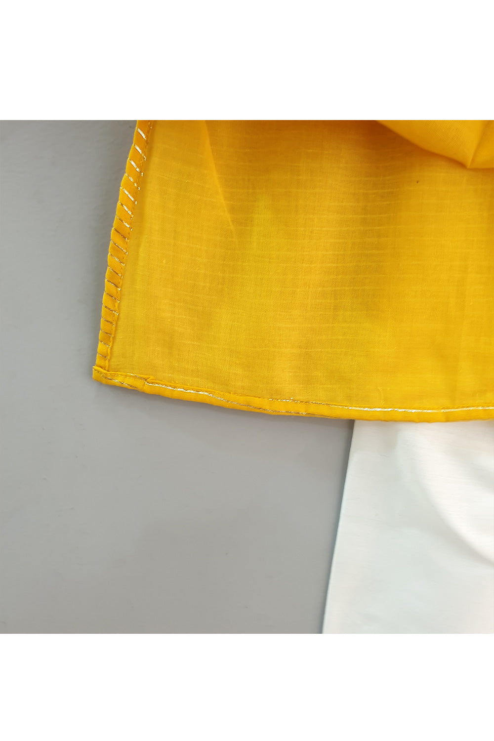 Mustard Yellow Kurta With Mirror Faux Embroidered Jacket Set