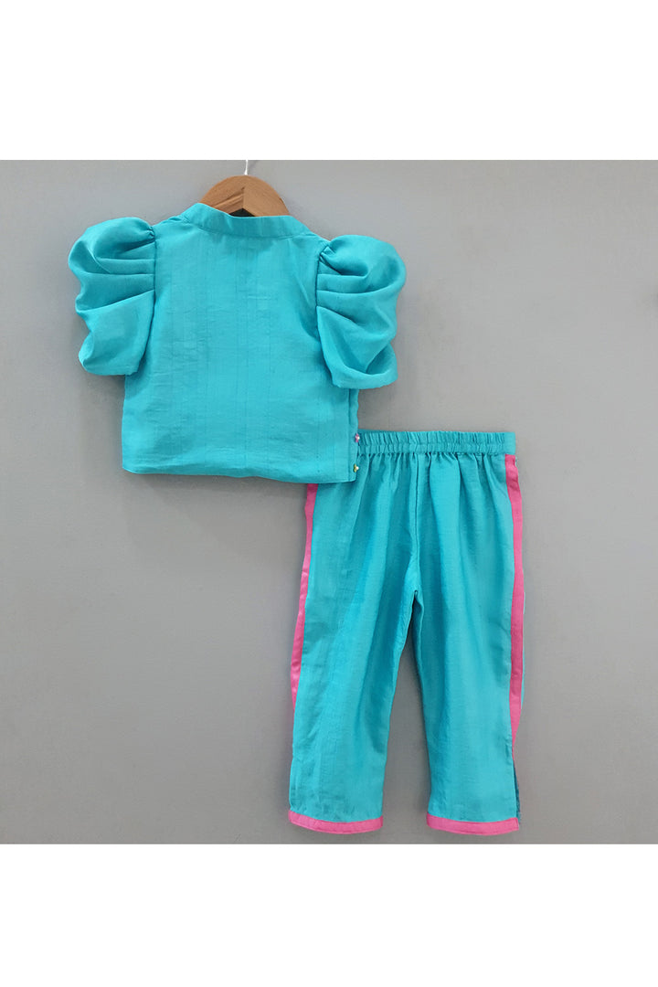 Pink Sleeveless Top With Embroidered Jacket Set