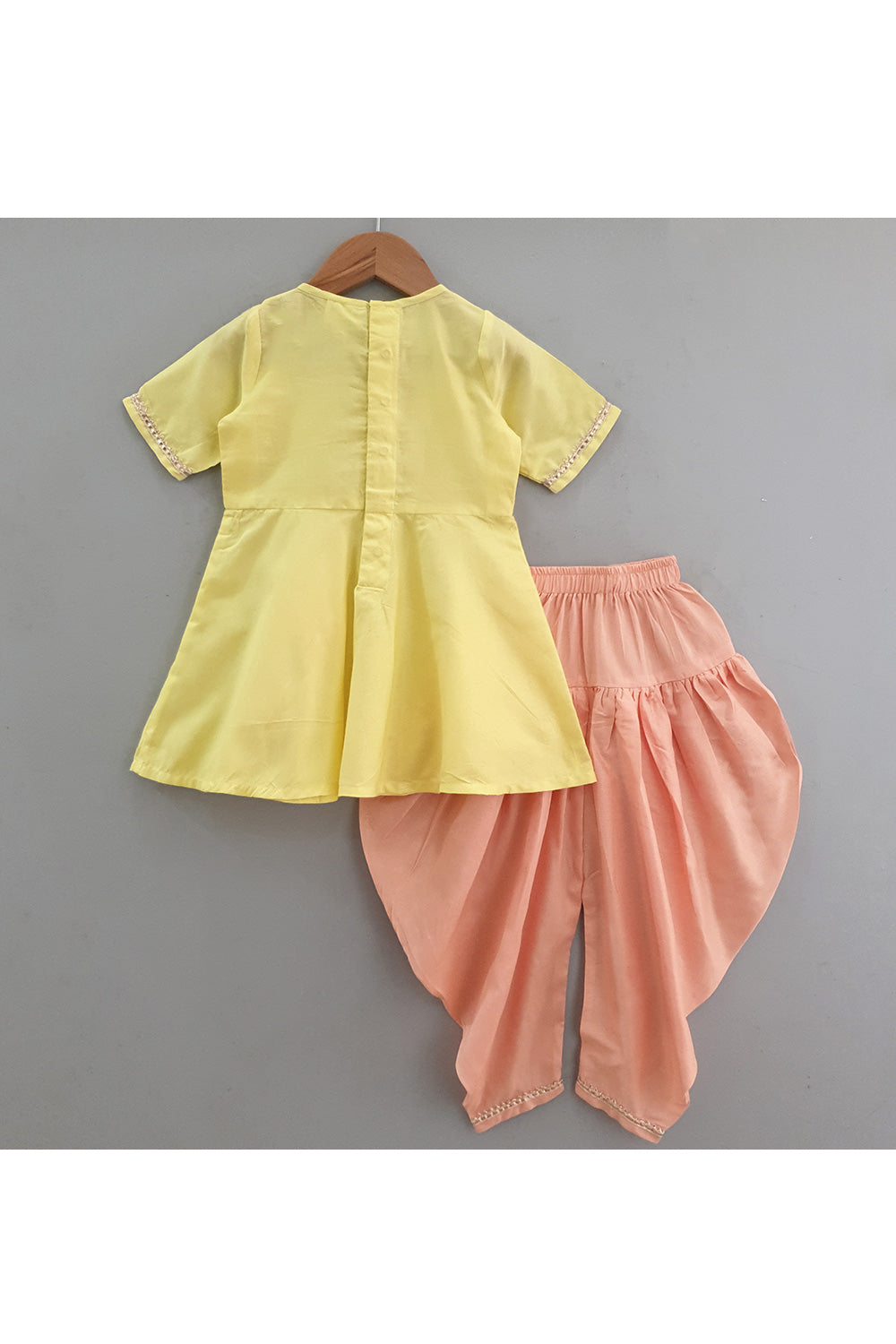 Yellow Radha Embroidered Kurta With Dhoti Set