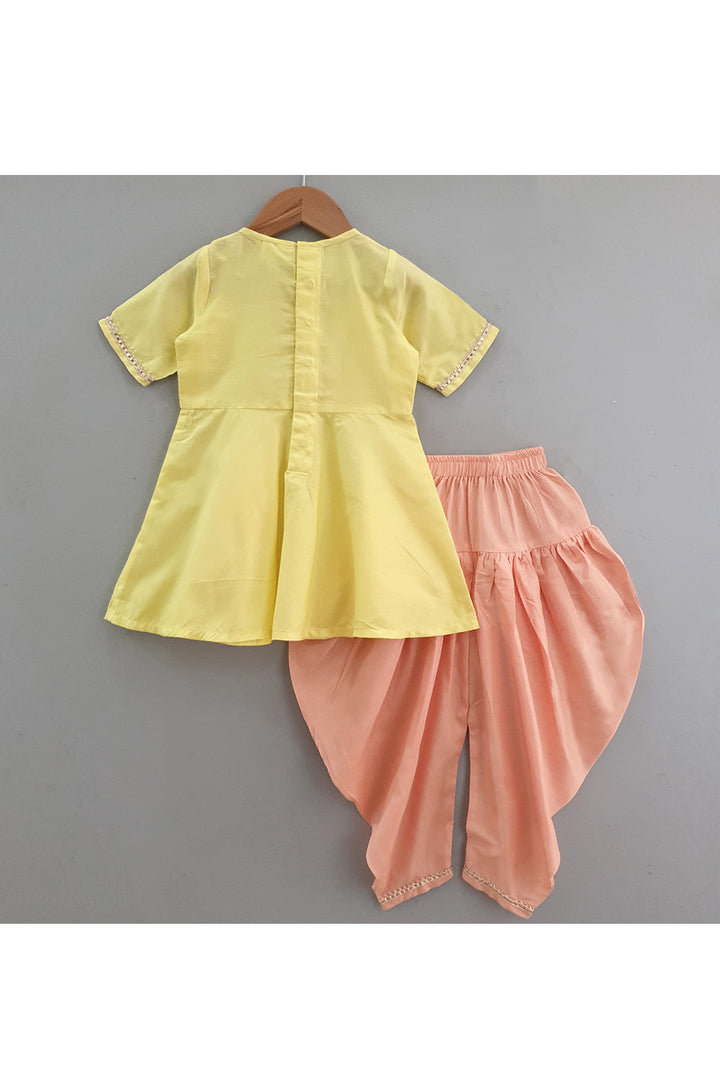 Yellow Radha Embroidered Kurta With Dhoti Set