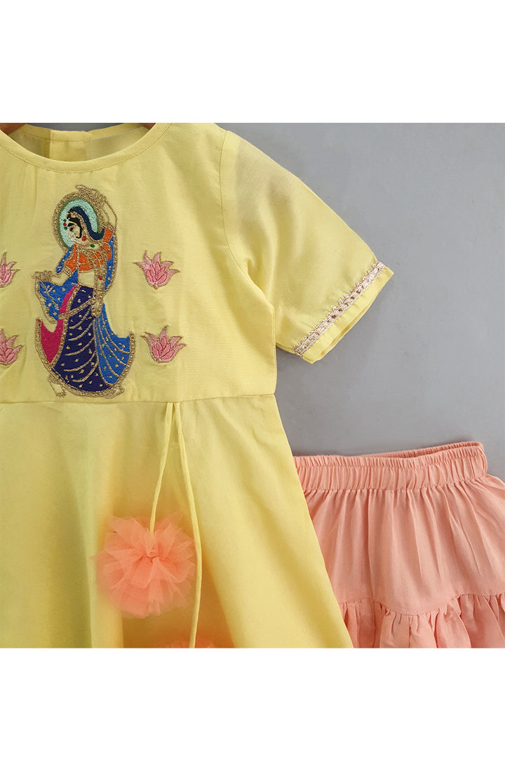 Yellow Radha Embroidered Kurta With Dhoti Set