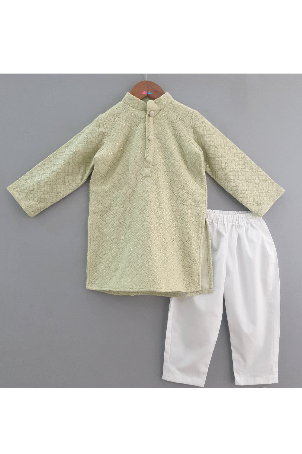 Mint Green Sequins Embroidered Georgette Kurta With Pyjama Set