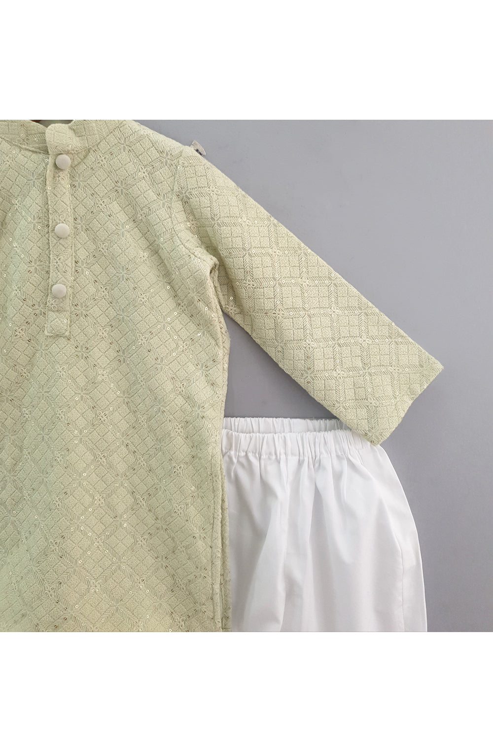 Mint Green Sequins Embroidered Georgette Kurta With Pyjama Set