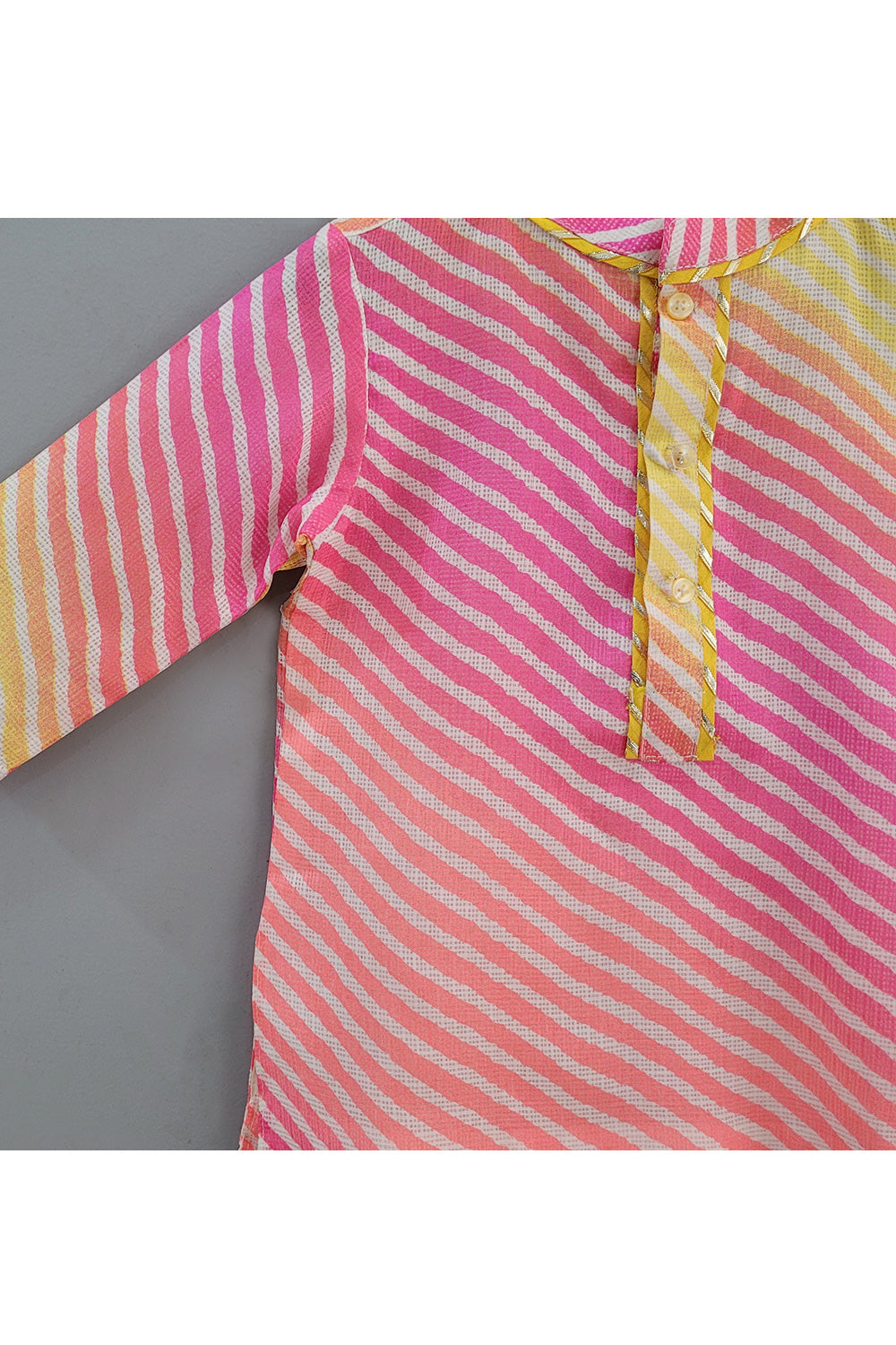 Pink Tie And Dye Leheriya Printed Kurta With Pyjama Set