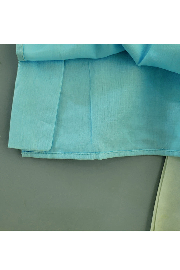 Blue Mirror Embroidered Kurta With Pyjama Set