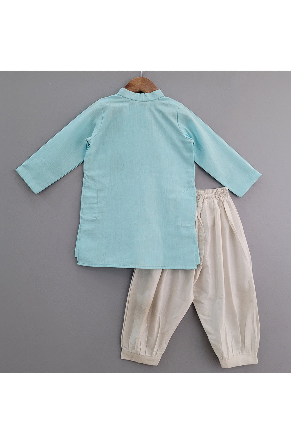Blue Mirror Embroidered Kurta With Pyjama Set