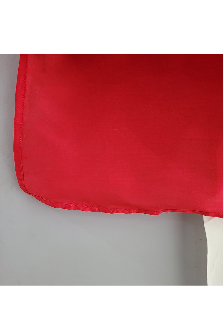 Red kamdhenu Embroidered Cotton Silk Kurta With Dhoti Set