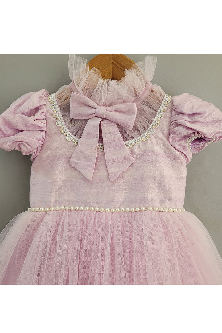 Lavender Pearl Detailing Net Dress