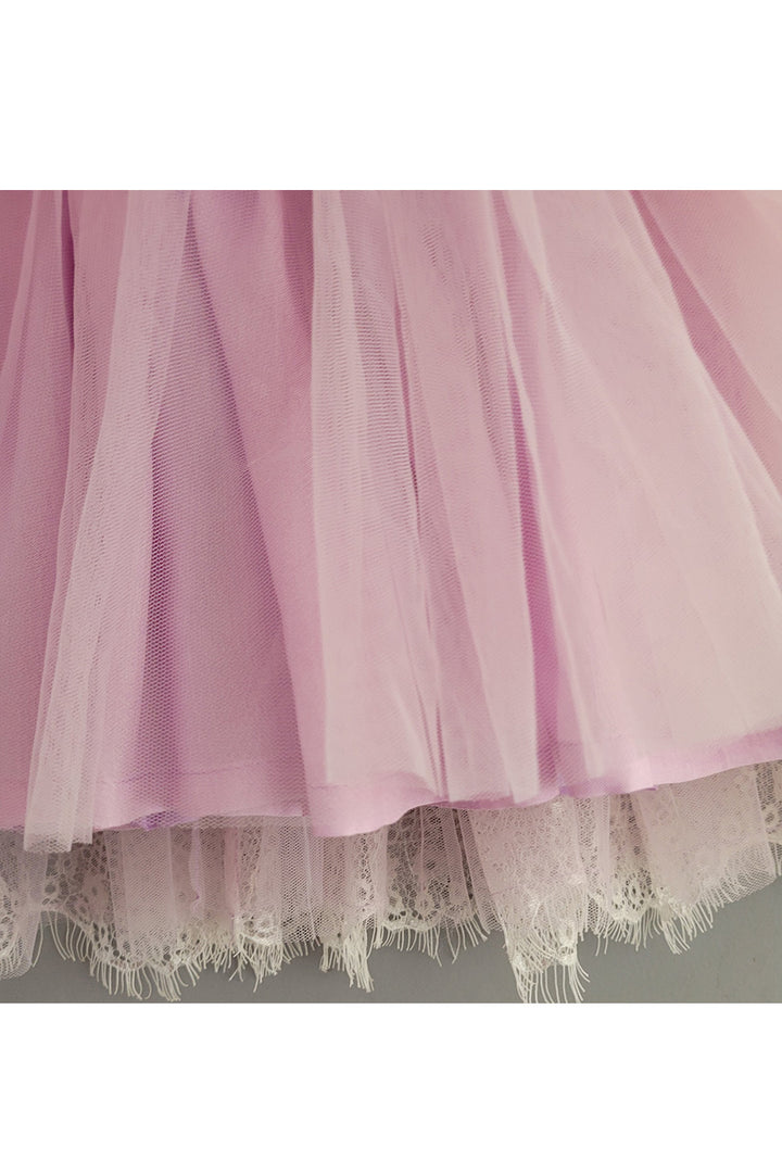Lavender Pearl Detailing Net Dress