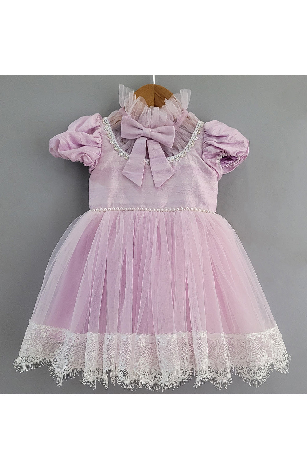 Lavender Pearl Detailing Net Dress