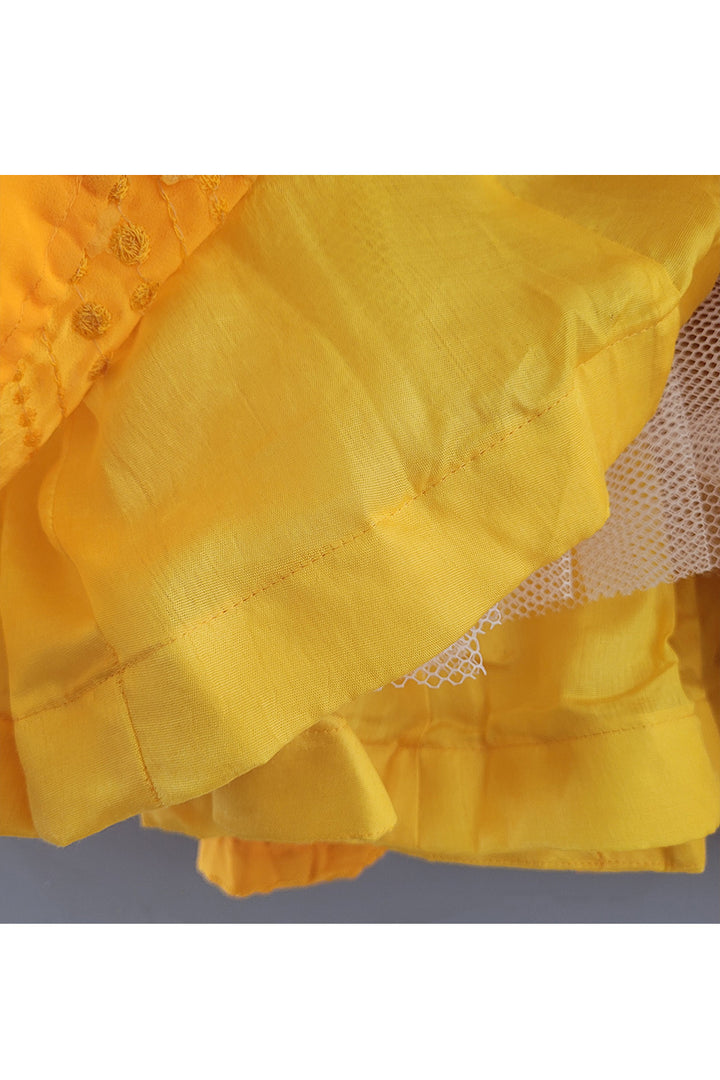 Yellow Sequins Embroidered Top With Lehenga Set
