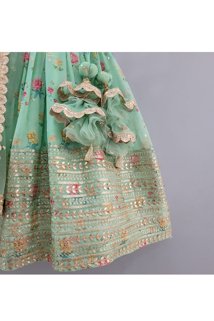 Mint Green Embroidered Pleated Anarkali Set