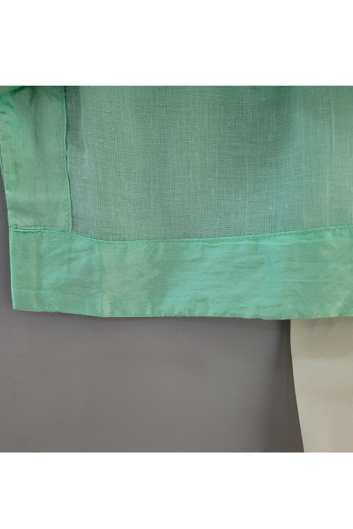 Aqua Blue Kurta With Embroidered Jacket Set