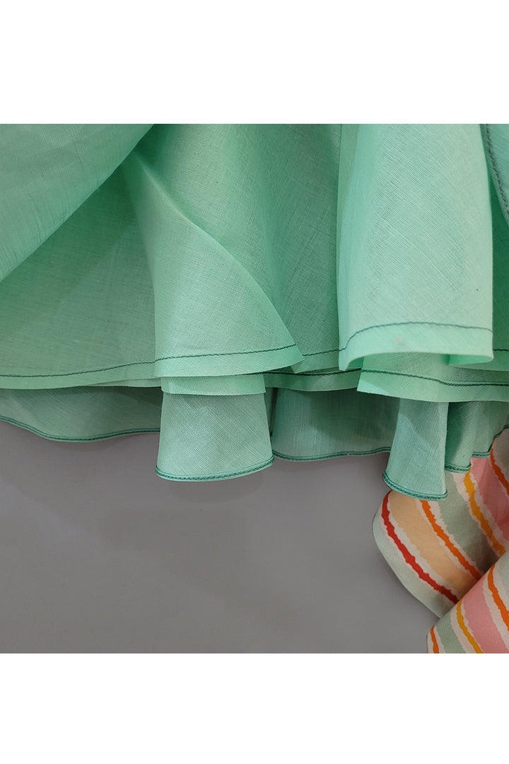 Mint Green Little Fire Cracker Embroidered Kurta With Dhoti Set