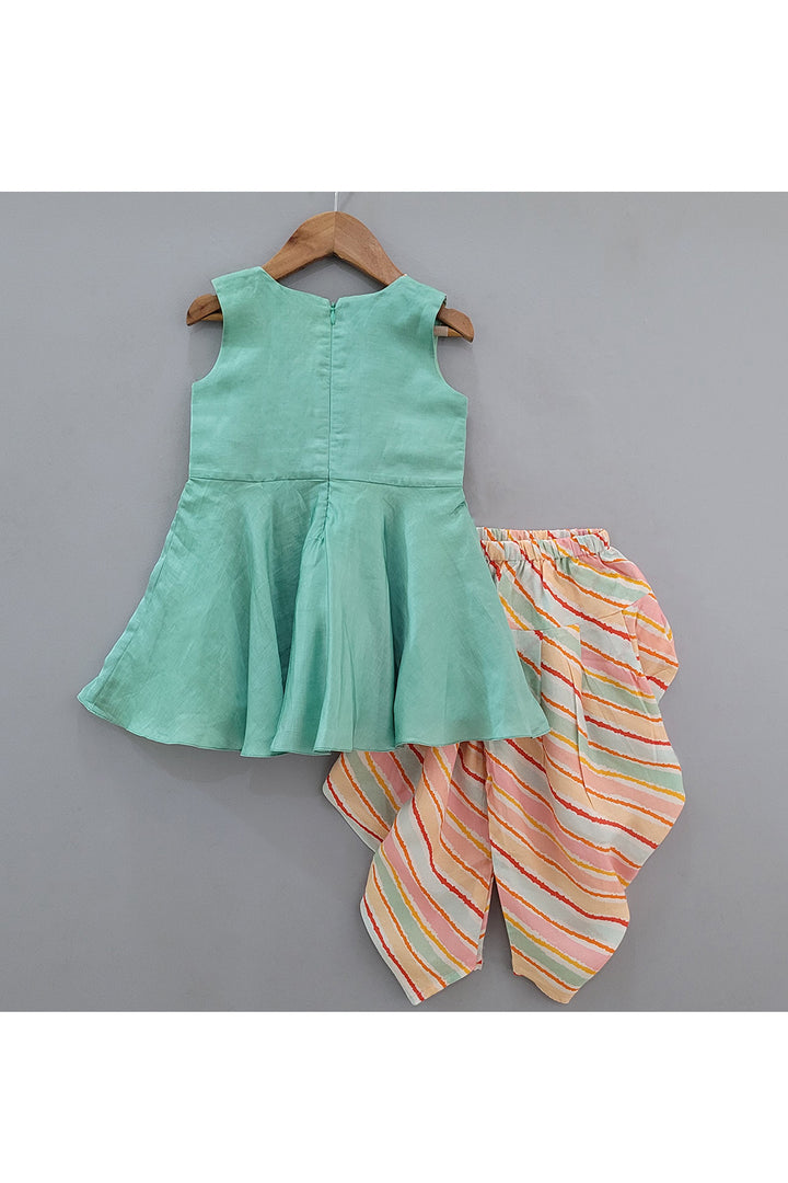 Mint Green Little Fire Cracker Embroidered Kurta With Dhoti Set