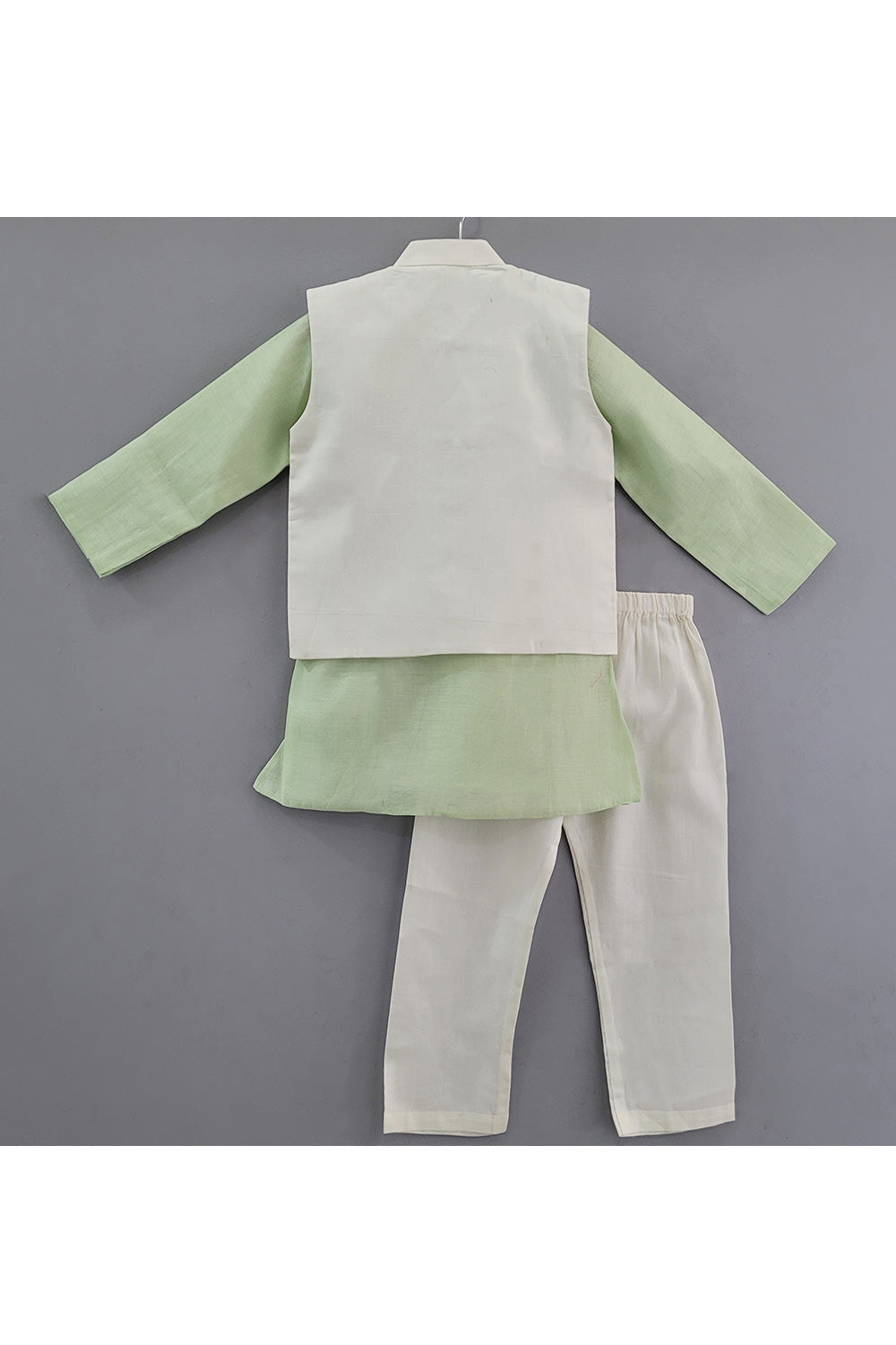 Mint Green Kurta With Lotus Pond Embroidered Jacket Set