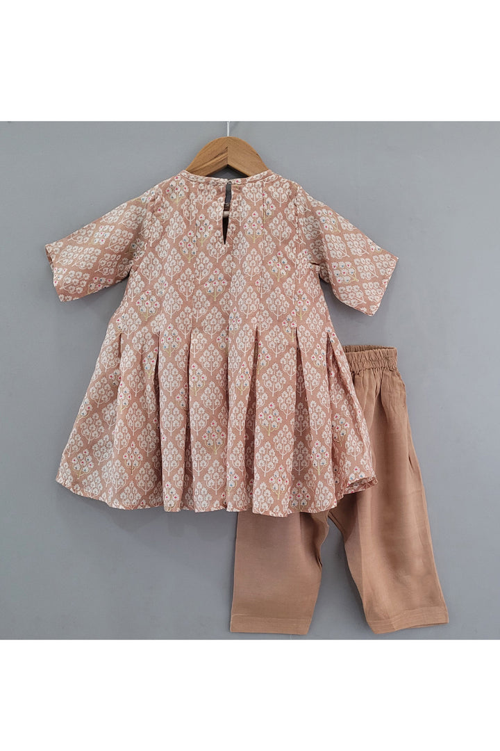 Beige Printed Peplum Style Kurta With Salwar Set