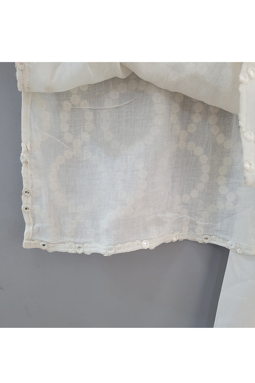 White Faux Mirror Embroidered Kurta With Pyjama Set
