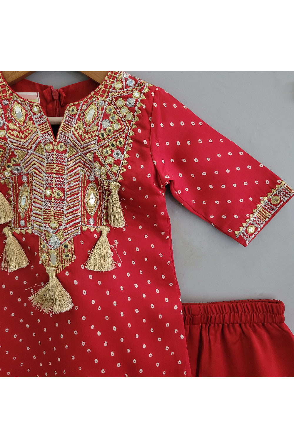 Maroon Embroidered Chanderi Kurta With Sharara Set