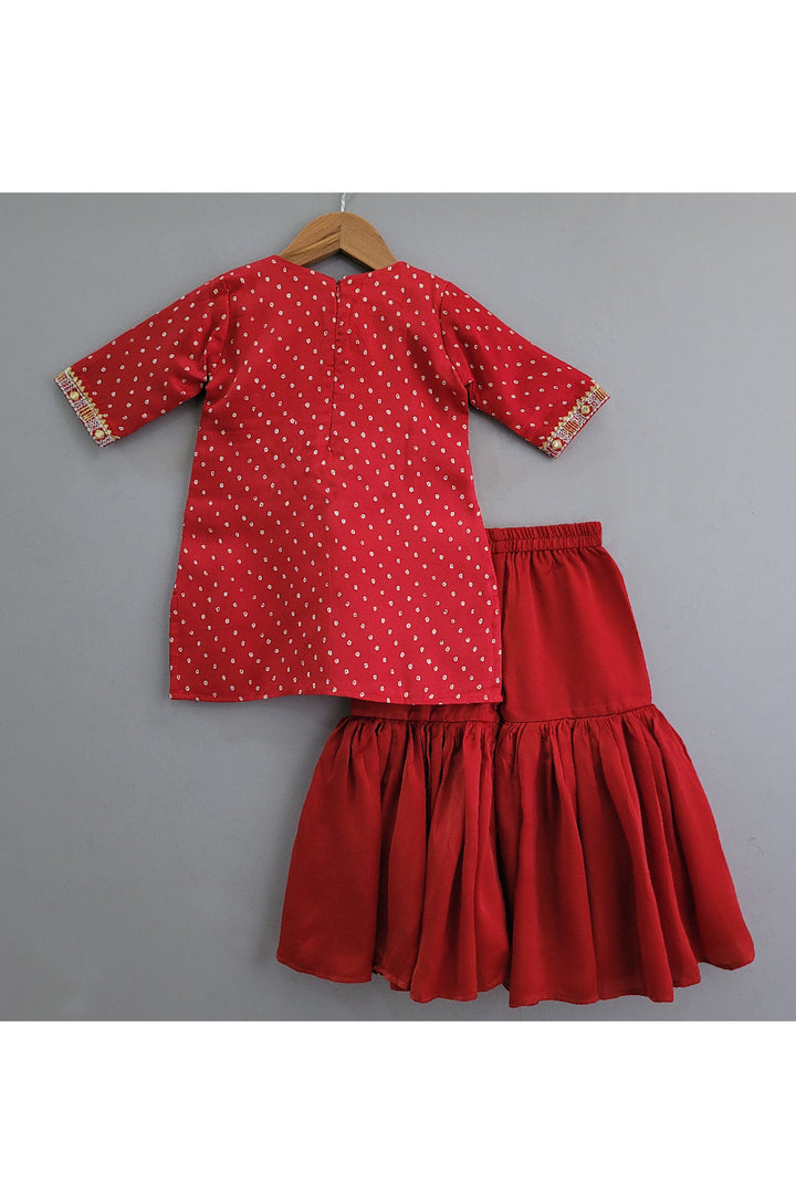 Maroon Embroidered Chanderi Kurta With Sharara Set