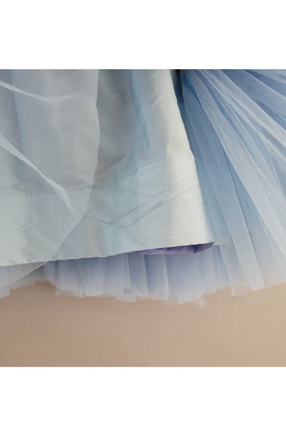 Blue Sequins Embroidered Net Frill Dress